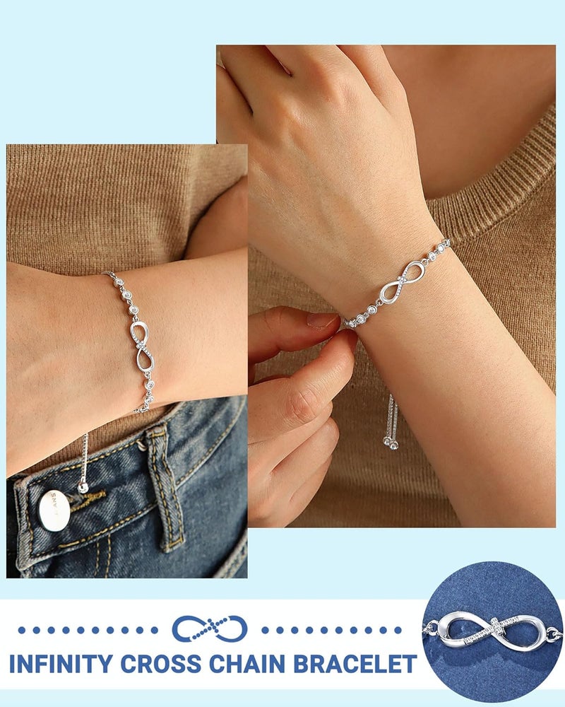 UNGENT THEM Infinity CZ Cross Bracelet, 10th 11th 12th 13th 14th 16th 18th Birthday Gift 5th 8th Graduation Christian Confirmation Gifts Ideas - Image 2